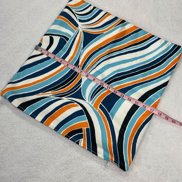 Abstract Wave Pattern Pillow Covers (2) For 18" Inserts - Blue/Orange/White - Picture 3 of 4